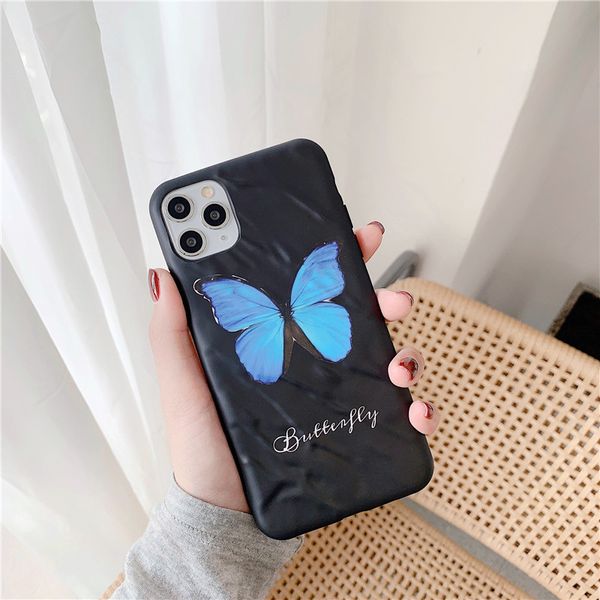 

One Piece Luxury матового IMD телефон чехол для iPhone 7 8P XS XR 11PROMAX мода голубой бабочки крышки