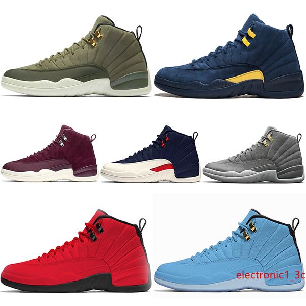 

psny 12 12s men basketball shoes cp3 class of 2003 michigan bulls red university blue college navy trainer sport sneaker size 41-46