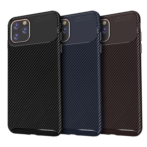 

для iphone 11 pro max xs max xr 8 7 plus крышки случая роскоши углеродного волокна скраба сотового телефона anti-грязные оболочки