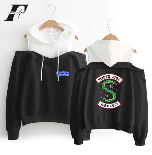 

bts harajuku riverdale in women's hoodies sweatshirt streetwear long sleeve exclusive kpop off-shoulder sweatshirt plus size, Black