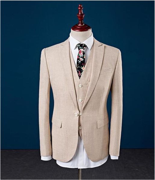 

men's suits & blazers 2021 linen beach tuxedo slim fit wedding dress man business groom three pieces costume mariage terno, White;black