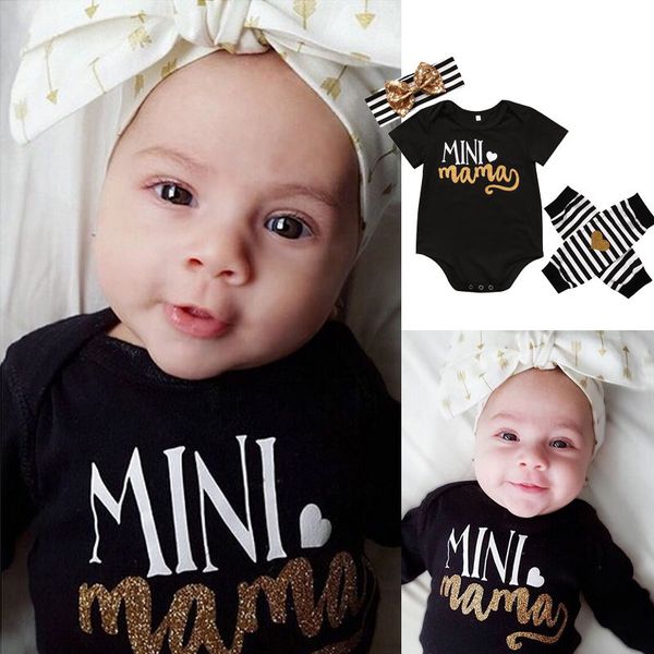 

baby girl clothes set 4pcs newborn infant kids cute baby girls bodysuits leg warmer headband clothing outfit sets, White