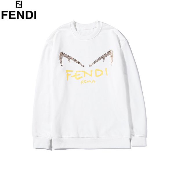 

fends tide brand sweatshirt mens designer hoodie rhinestone round neck sweatshirt cotton sports pullover fashion couplepullover, White;black
