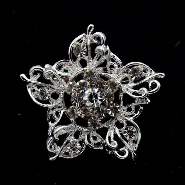 

1.4 inch beautiful clear rhinestone crystal diamante small star flower brooch custom pins silver tone, Gray