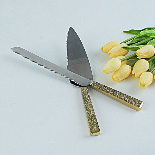 

stainless steel cheese shovel cutter knife set triangle toothed cake wedding birthday knife spatula baking kitchen tool 2pcs/set
