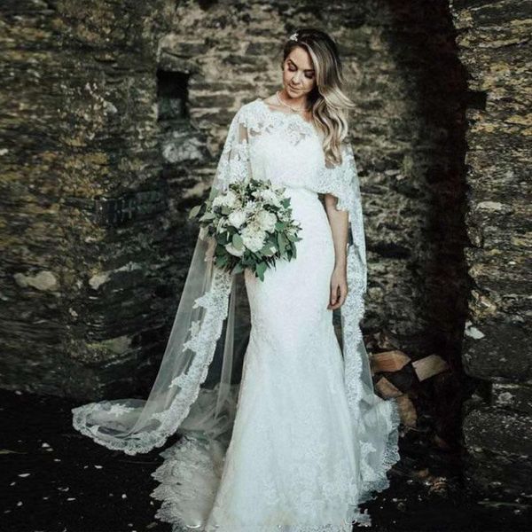 Eleganti abiti da sposa da sposa a sirena in pizzo con abito da sposa in stile country occidentale con scollo a cuore e scollo a cuore