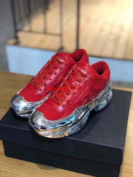 

original box designer shoes x raf simons ozweego sneakers rs ozweego mirrored tpu rubber mesh active women metallic effect sole shoes 35-40, Red;white