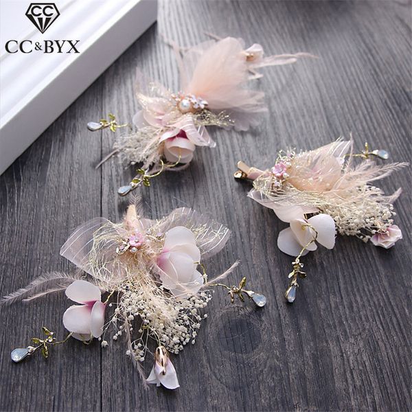 

cc hair pins hairgrips 3pcs set fairy handmade hairpins flowers wedding decorations hair accessories for bridal jewelry ts226, Golden;white