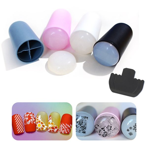 

new 1pc nail art stamping diy nail art stamper silicone transparent stamp scraper set manicure print silica gel tools, White