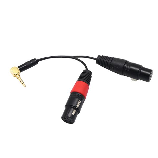 

dual 3 pin xlr female to right angle 3.5mm stereo jack mic audio cord cable