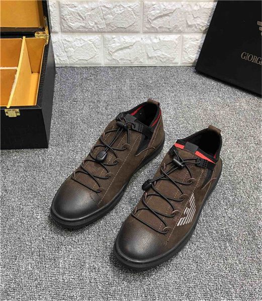 

casual shoes british suede leather men's new lace up sports shoes luxury sneakers mens design shoes large size: 38-44 a11, Black