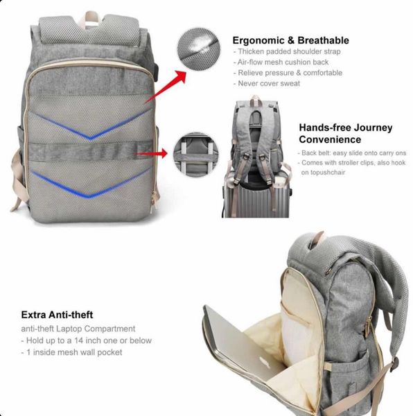 

baby diaper bag with usb interface large capacity waterproof nappy bag kits mummy maternity travel backpack nursing handbag