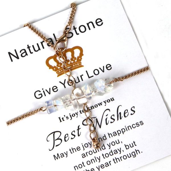 

ffwff handmade natural stone crystal moonstone gold chain custom necklace women stainless steel jewelry chocker choker, Golden;silver