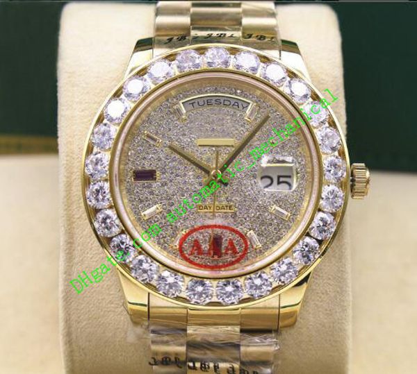 

цена акции новое поступление роскошные наручные часы мужские 18038 желтое золото 18 карат день большие бриллианты 41 мм часы автоматические, Slivery;brown