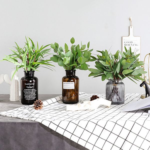 

green artificial leaves large eucalyptus leaf plants wall material decorative fake plants for home shop garden party decor 42cm