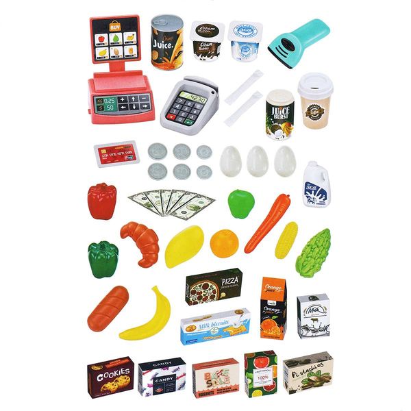 

47 pcs children gift home buy supermarket cashier funny kids pretend play learning educational cash register toy for birthday
