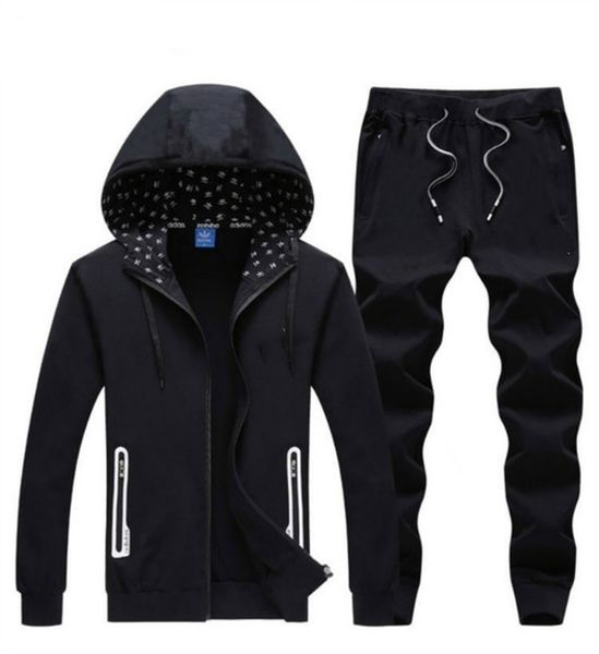 

men sportswear hoodie and sweatshirts black white autumn winter jogger sporting suit mens sweat suits tracksuits set sellers, Gray