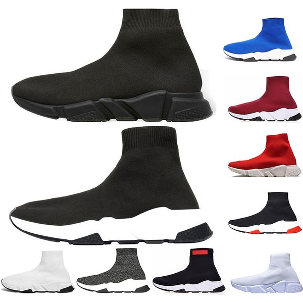 

with socks new paris speed trainer black white high casual sock shoes men women fashion designer sneakers size 36-45