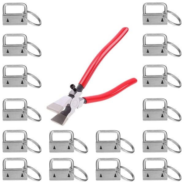 

1pc spliers ,40pcs key fob with key fob pliers for wristlet keychain, lanyard and chain making, Silver