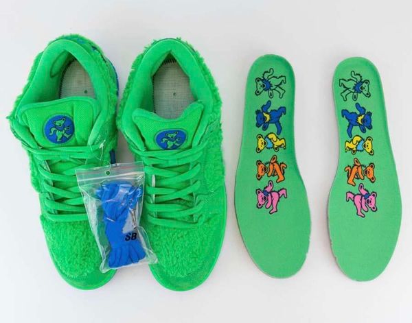 

est grateful dead x sb dunk low green bear running shoes green spark soar upper suede skateboarding shoes sports sneakers