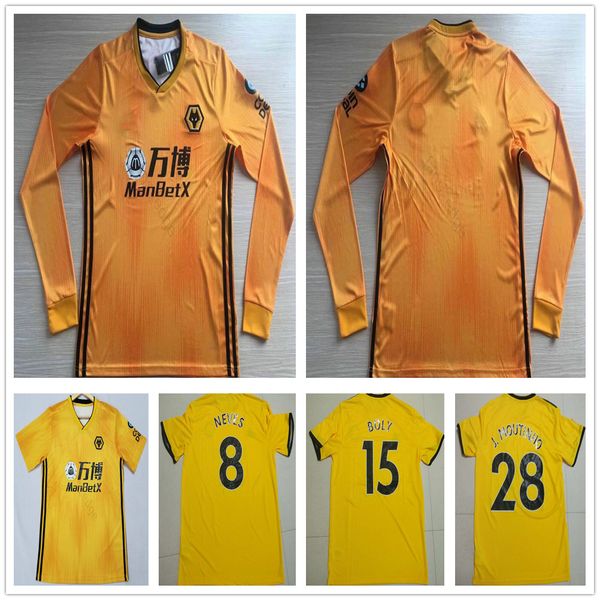 

2019 2020 Wolverhampton Long Sleeve Soccer Jerseys Wanderers FC CUTRONE VAKKEHI CAVALEIRO NEVES BOLY Custom 19 20 Home Yellow Football Shirt