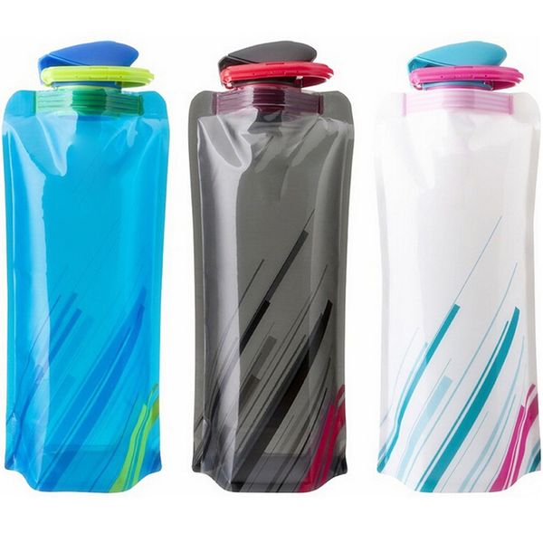 

foldable water bag kettle pvc collapsible water bottles outdoor sports travel climbing water bottle with pothook gga2635