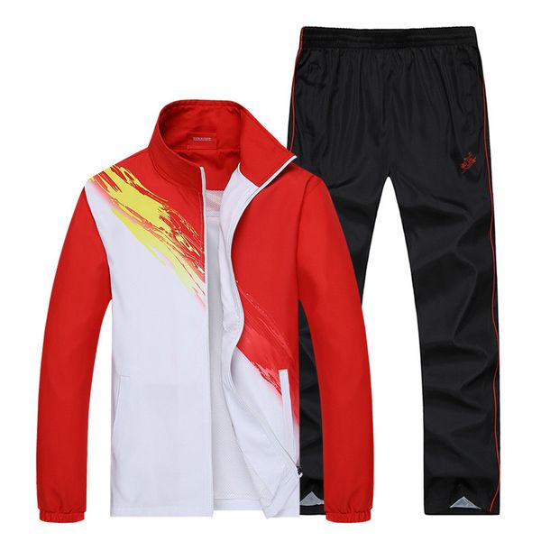 

men's sets new spring autumn sportswear sets training suit 2 piece jacket+pant young male casual tracksuit asia size l-4xl, Gray