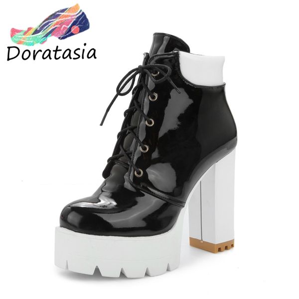 

women's 2020 big size 43 shoes women boots cool platform chunky 11cm high heels shoes woman ankle boots female, Black