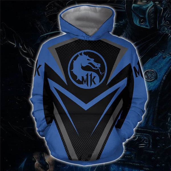 

mens fashion thick warm casual hoodies the popular game mortal kombat 11 3d print stweatshirt teenagers homme designer clothes, Black