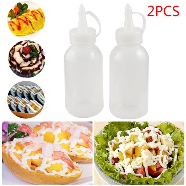

storage bottles & jars 2pcs 100ml plastic kitchen accessories squeezer bottle dispenser for oil sauce liquid ketchup cooking tools
