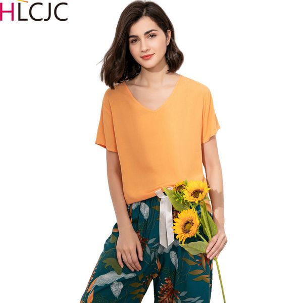 

floral printed pyjama femme sleepwear female casual v neck short sleeve elastic waist nightwear retro women's pajamas sets 2020, Black;red