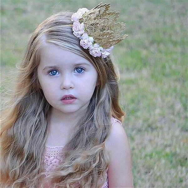 

PUDCOCO Toddler Baby Girls Crown Headband Princess Floral Tiara Lace Wedding Headwear Baby Lace Crown Headwear