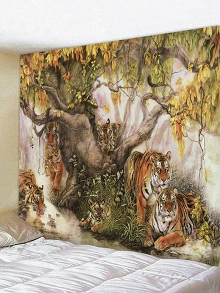 

great tree tigers printed tapestry room decor wall hanging psychedelic throw tapestries nature forest landscape tapestry