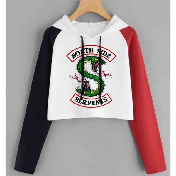 

south side serpents riverdale hoodie sweatshirts women girls female harajuku riverdale southside pullover hooded streetwear ypf366, Black