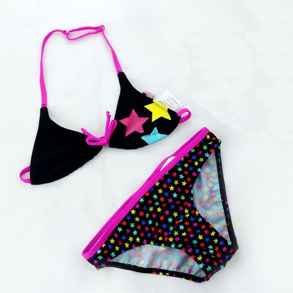 

new summer girls two pieces swimwear children cute star pattern split bikini sets baby girls swimsuit kids bathing suit 041