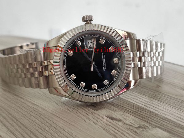 Best Selling Mens Relógios Série Clássica 41mm 126334 Datejust Preto Dial diamante Dial 2813 movimento automático de Luxo Relógios De Pulso de aço