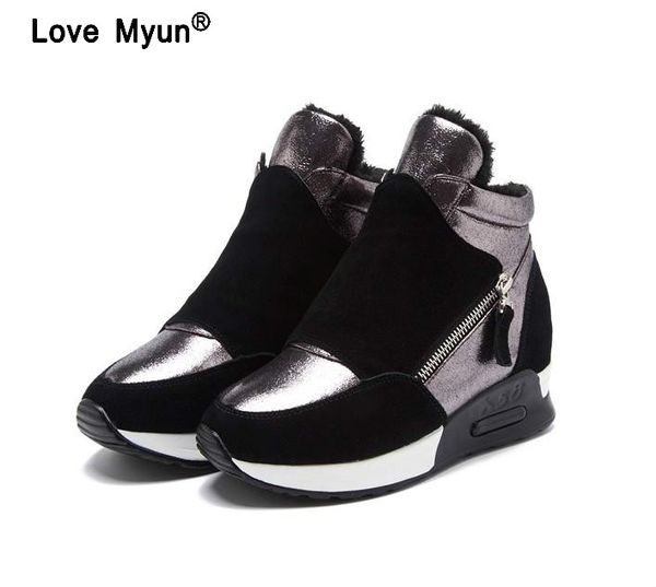 

ujk90 новых моды мех женских теплых ботильонов ботинки женщин снег и осенью зимняя женская обувь, Black