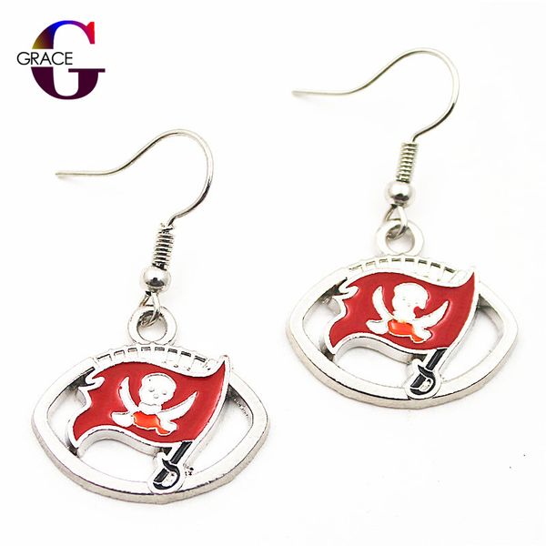 

new arrive football team sports earring charms long ear hook drop earrings for women sport fan diy jewelry, Golden;silver