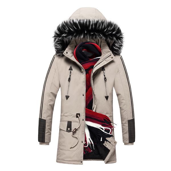 

mens new fashion winter jacket men thick casual outwear jackets men's fur collar windproof parkas plus size 3xl velvet warm coat, Black