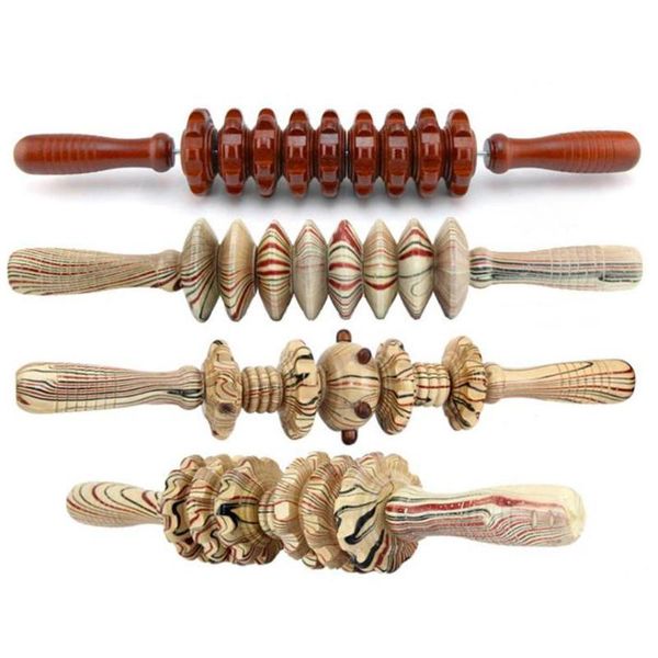 

wooden nine-whee muscle roller anti cellulite massager anti-cellulite trigger point stick body foot face leg slimming tool yoga