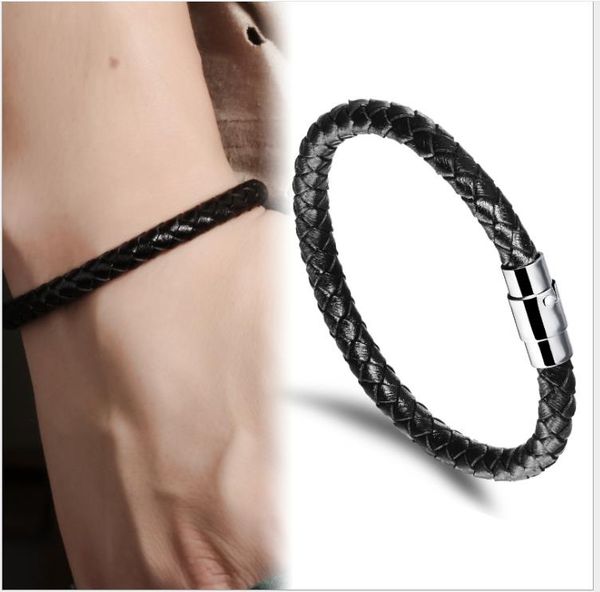 

leather bracelet simple gentlemen's bracelet european and american handwear, Golden;silver