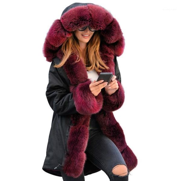 

свободные пальто ветровки black winter толстые женщины вниз куртки пальто меховой воротник теплое army green long