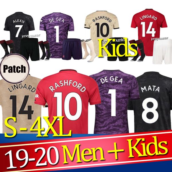 

thailand fc manchester pogba soccer jersey 2019 2020 lingard lukaku rashford football shirt united utd 19 20 uniforms man + kids kit jerseys, Black;yellow