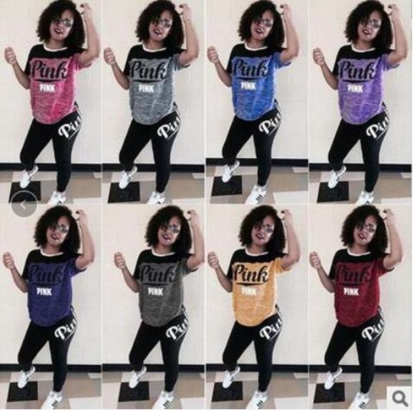 

Pink women track uit hort leeve and long pant two piece fa hion port et track uit hoodie legging with good qualitie klw19