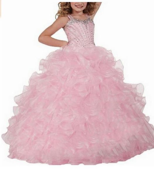 

wholesalers girl dress ball gown concise color accented organza floor length strapless sweep birthday party graduation dress flower girl, White;blue