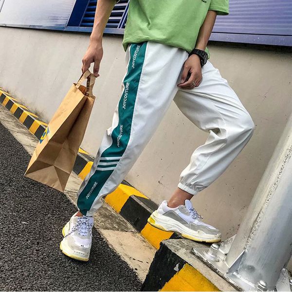 

мода хип-хоп мужчины брюки зашнуровать бегуны брюки свободные брюки мужские уличная sweatpants pantalones де hombre, Black