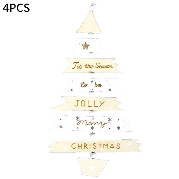 

4pcs christmas trees party hanging ornament wooden handmade toy holiday color painting pendant craft kids gift festival home