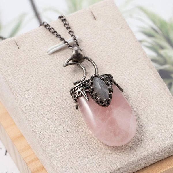 

vintage natural stone crystal necklace for women horse eye glitter stone pendant necklaces for women gothic punk fashion jewelry, Silver