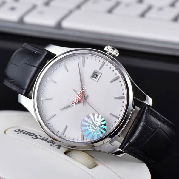 

39mm ETA-2824 Automatic Movement Black Leather Strap Rose Gold Automatic Men's Watch Sapphire Blue 5227 EXTRA-THIN Man Watches 2pcs