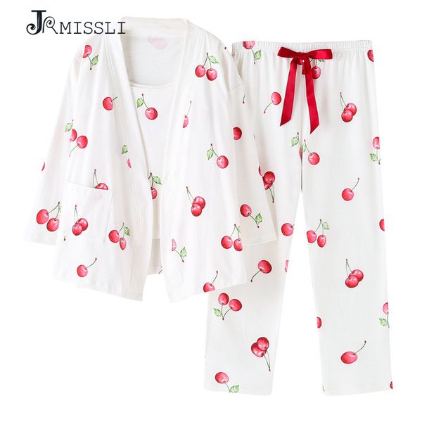

jrmissli 2019 women 3 piece pajamas set spring autumn new sleepwear casual homewear female pyjamas, Blue;gray